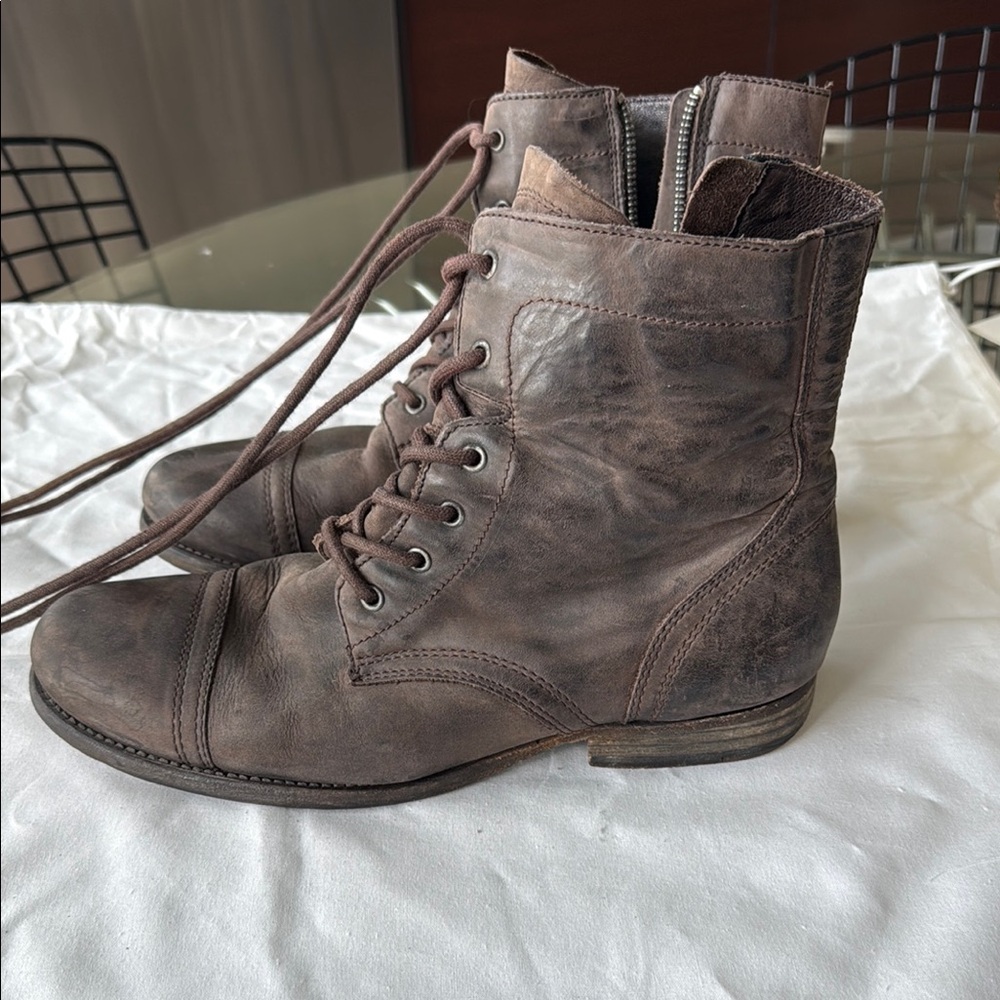 All Saints Brown Leather Lace-Up Boots